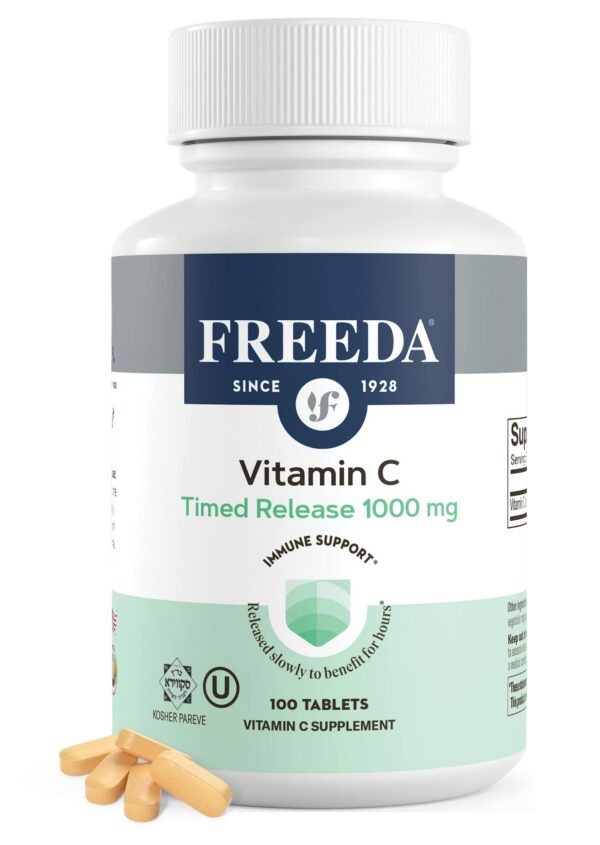 Frasco FREEDA vitamina C liberación prolongada 1000mg 100 tabletas