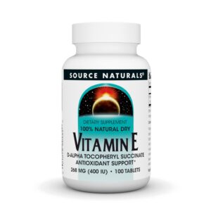 Frasco frontal de Source Naturals Vitamina E 400 UI