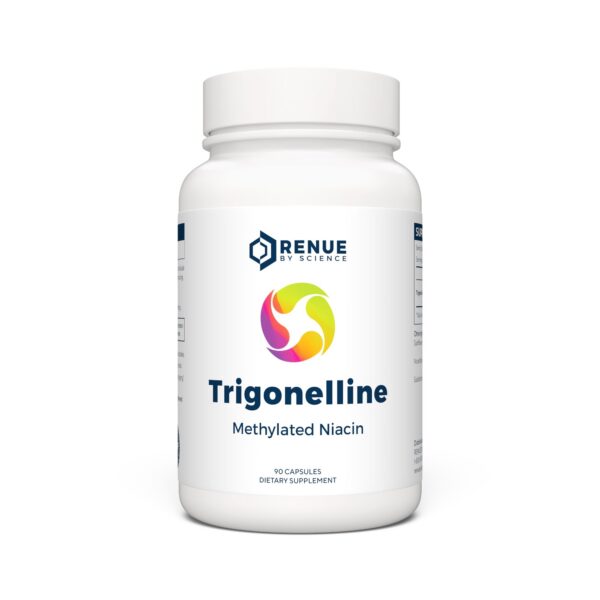 Frasco frontal suplemento Renue By Science Trigonelina 250mg 90 cápsulas
