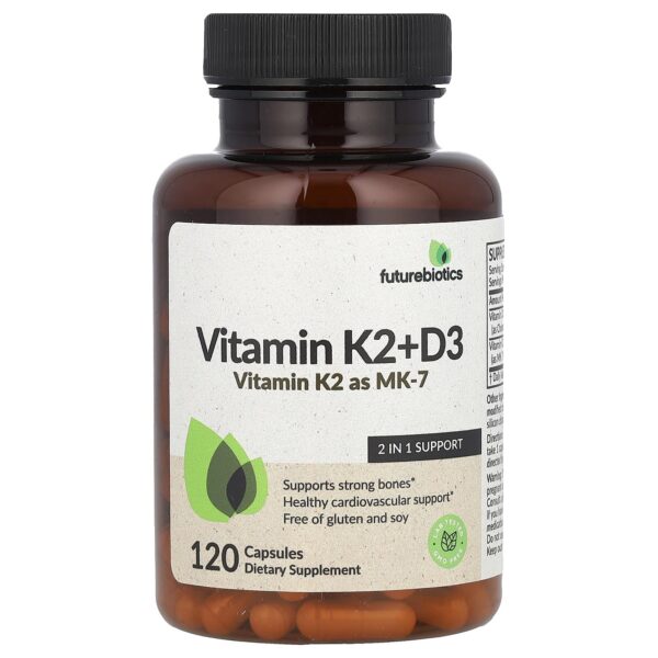 Frasco Futurebiotics vitamina K2 y D3 120 cápsulas