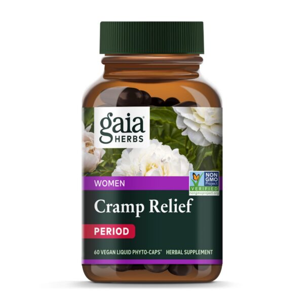 Frasco Gaia Herbs Cramp Relief para calambres menstruales