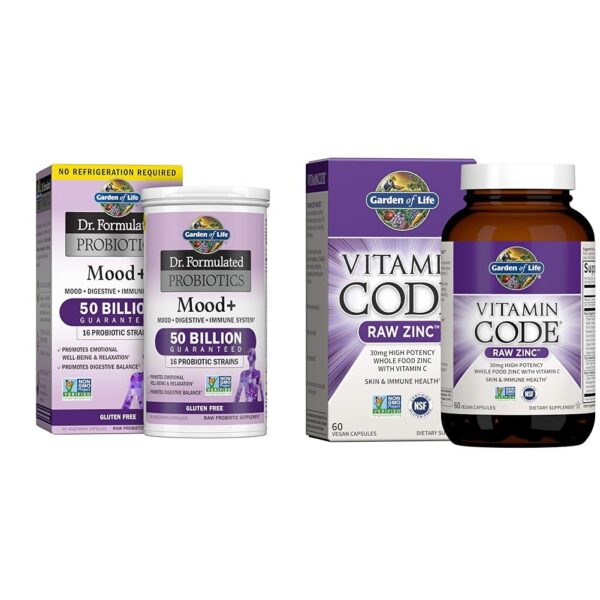 Frasco Garden of Life probióticos Mood+ con Ashwagandha