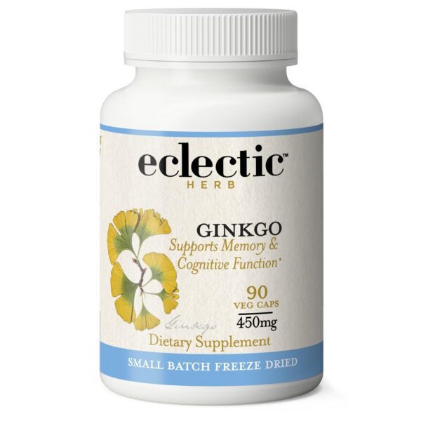 Frasco de Ginkgo Biloba liofilizado Eclectic Institute azul