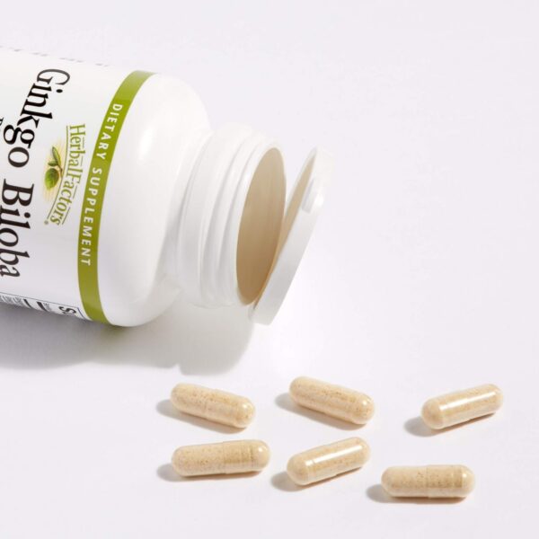 Frasco ginkgo biloba natural factors 60 cápsulas suplemento circulación