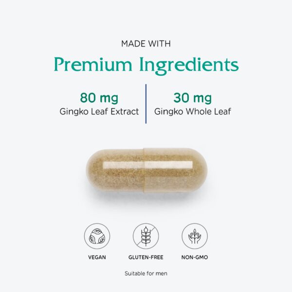 Frasco Ginkgo Biloba Vitanica suplemento circulación y cognición
