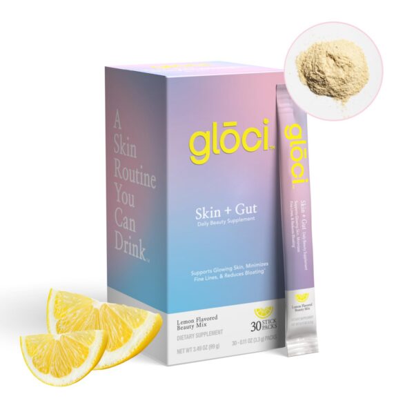 Frontal de Glōci Skin y Gut Probiotic 30 cápsulas