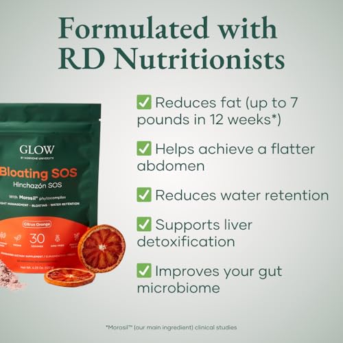 Frasco Glow Bloating SOS polvo vista lateral