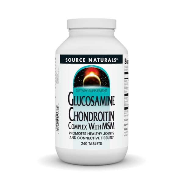 Frasco de Source Naturals Glucosamina Condroitina MSM con etiqueta