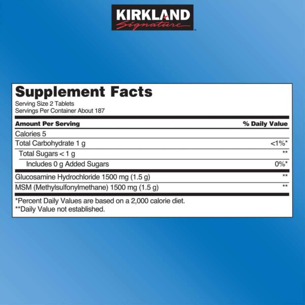 Version 1.0.0 Kirkland Signature glucosamina con MSM etiqueta
