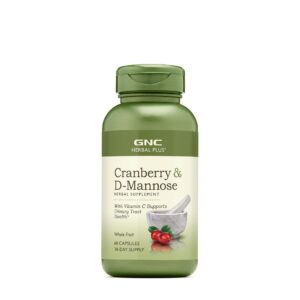 Frasco GNC Herbal Plus Cranberry D-Mannose 60 cápsulas