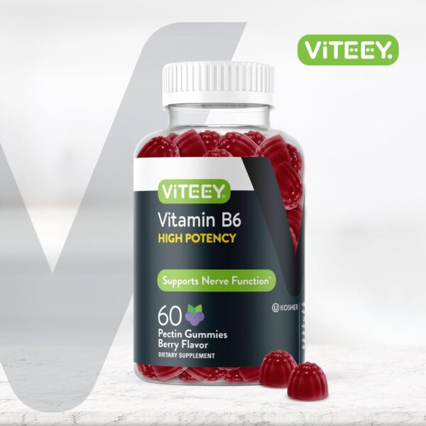 Frasco gomitas b6 100mg suplemento vitamínico Viteey