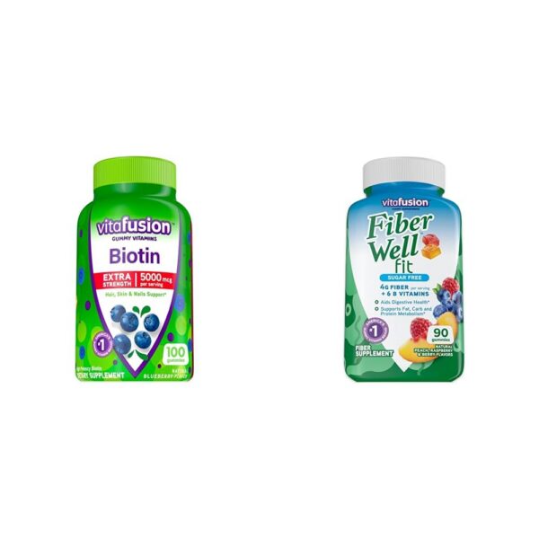 Frasco gomitas biotina 5000mcg Vitafusion 100 unidades