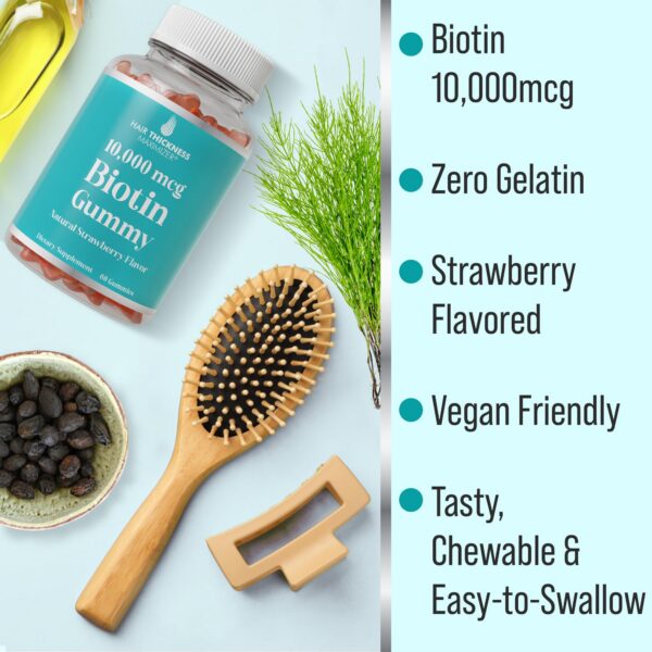 Frasco gomitas biotina para crecimiento de cabello fuerte veganas