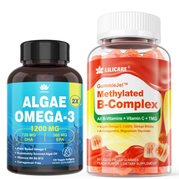 Frasco gomitas complejo B y omega 3 algas LILICARE