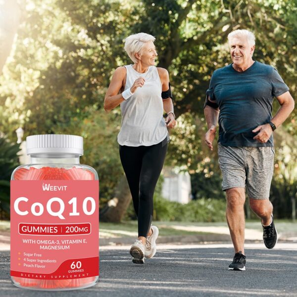 Frasco de gomitas CoQ10 con etiqueta