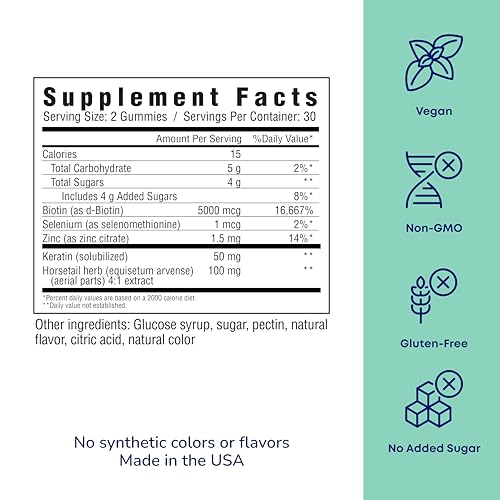 Frasco gomitas crecimiento cabello queratina y biotina her own
