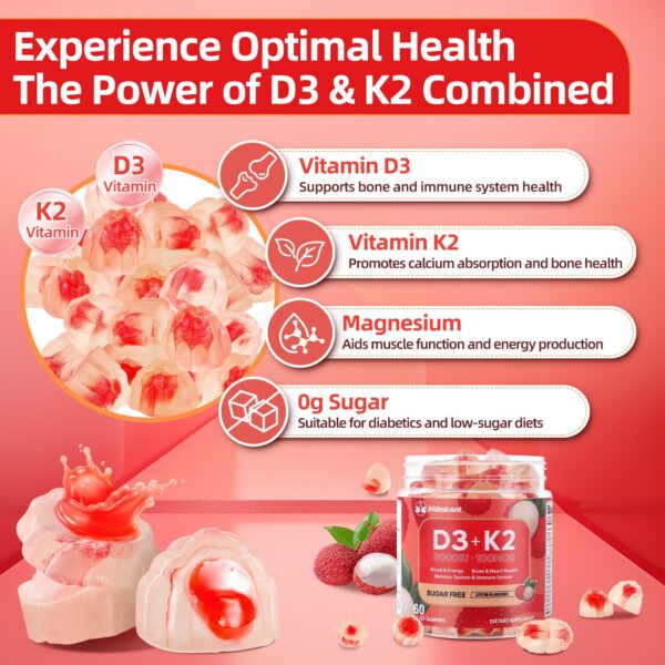 Frasco con gomitas D3 K2 en empaque