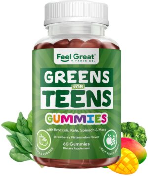Version 1.0.0 Frasco de gomitas Feel Great Super Green para adolescentes