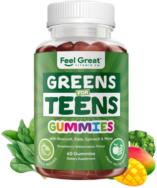Frasco de gomitas Feel Great Super Green para adolescentes
