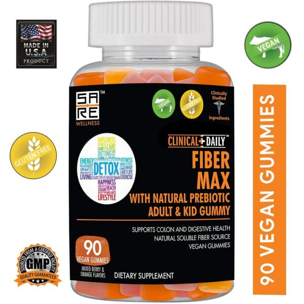 Frasco gomitas Fiber Max fibra prebiótica sin gluten