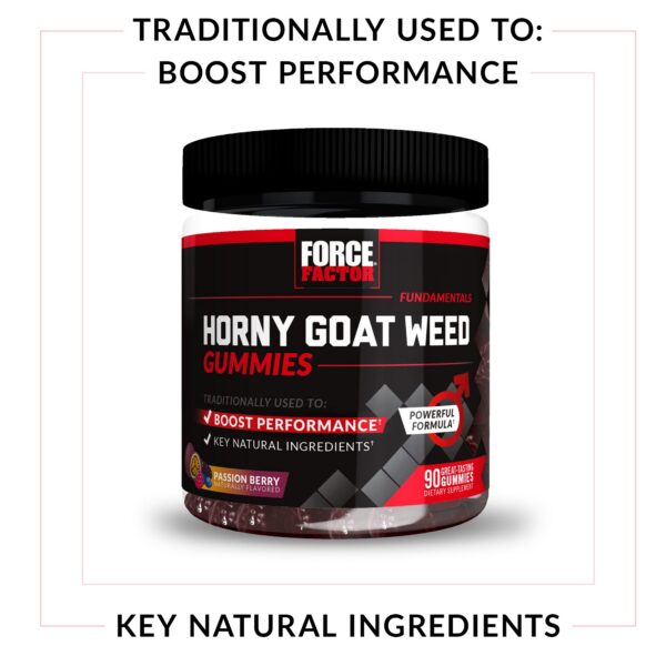 Version 1.0.0 Frasco de gomitas Horny Goat Weed Force Factor sabor fruta pasión