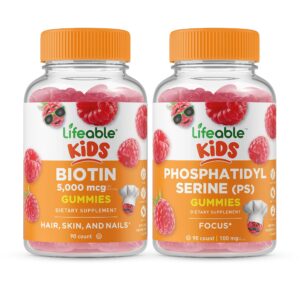 Frasco de gomitas Lifeable Biotina Kids y Fosfatidilserina para niños