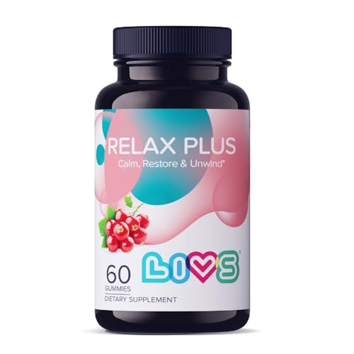 Frasco de gomitas LIVS Relax Plus Ashwagandha 60 unidades