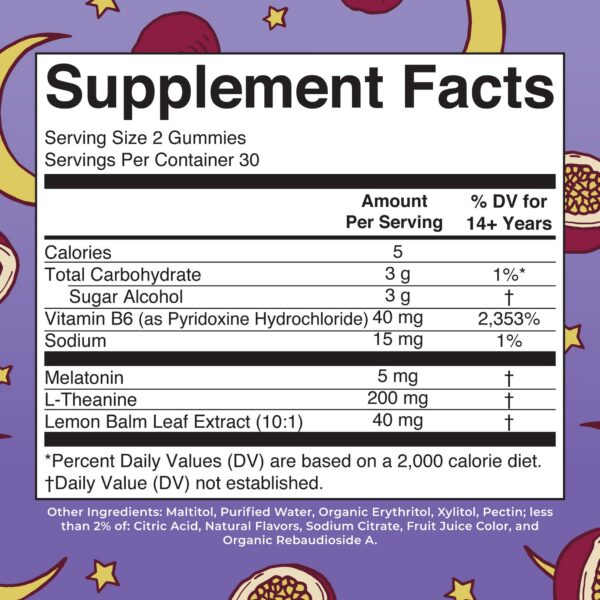 Frasco gomitas melatonina con bálsamo de limón y vitamina b6