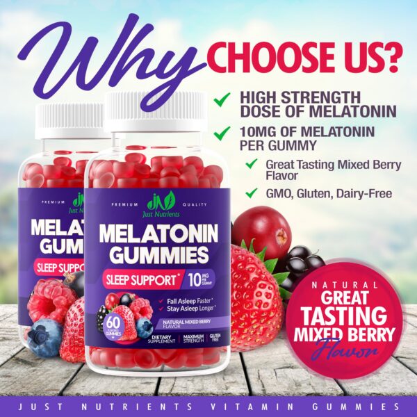 Frasco gomitas melatonina Just Nutrients 60 porciones