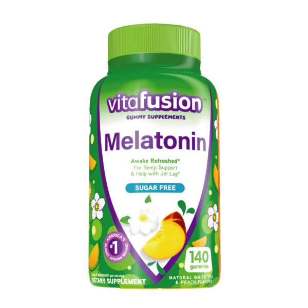 Frasco gomitas melatonina Vitafusion sabor durazno y té blanco