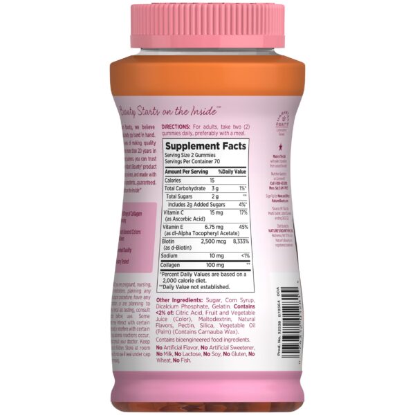 Frasco gomitas Nature's Bounty biotina colágeno sabor cítrico