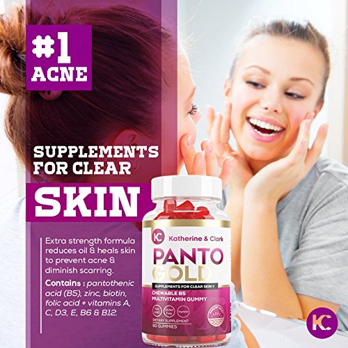 Frasco de gomitas para piel grasa y acné Panto Gold