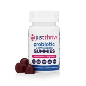 Frasco gomitas probióticas Just Thrive para toda la familia