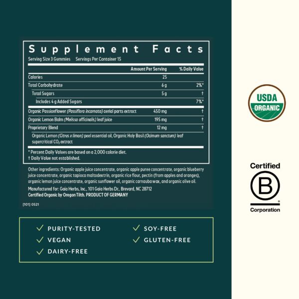 Version 1.0.0 Frasco gomitas relax GAIA HERBS con jugo orgánico de manzana y limón