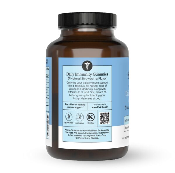 Frasco transparente gomitas para salud inmunitaria sin gluten