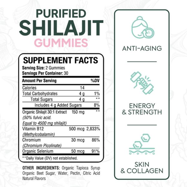 Frasco de gomitas de shilajit Organics Ocean con vitaminas y minerales