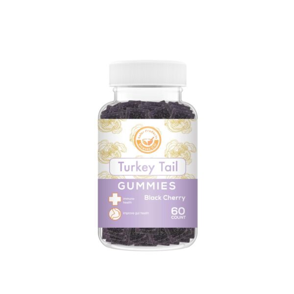 Frasco de gomitas Turkey Tail sabor cereza negra para inmunidad