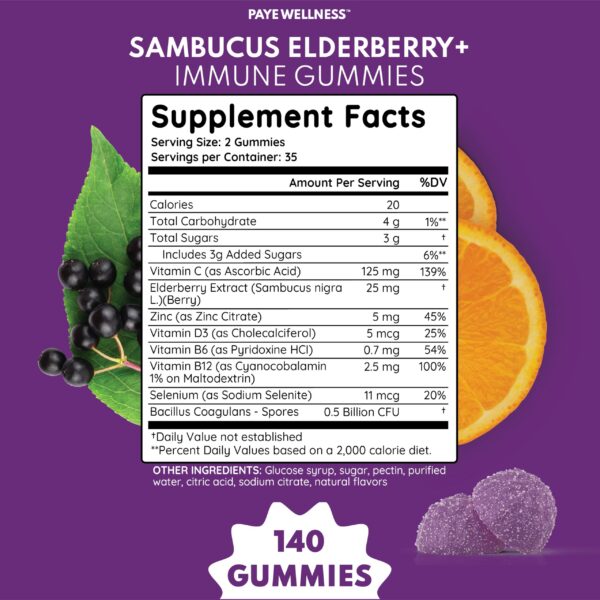 Frasco gomitas vegetarianas PAYÉ con vitaminas C y D3