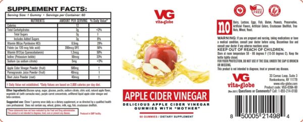 Frasco gomitas VitaGlobe con B6 B12 y folato