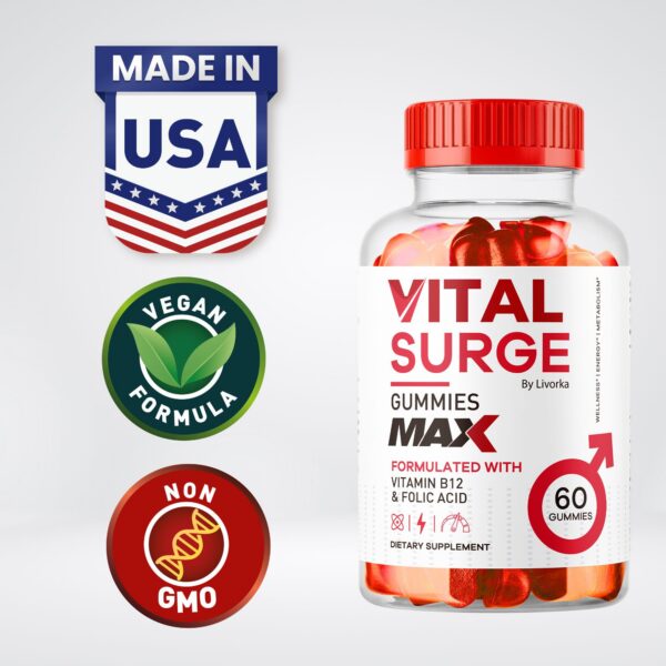 Frasco gomitas Vital Surge MAX suplemento hombre