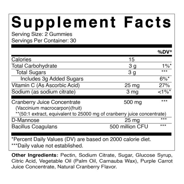 Frasco gomitas Vitamatic arándano para salud urinaria