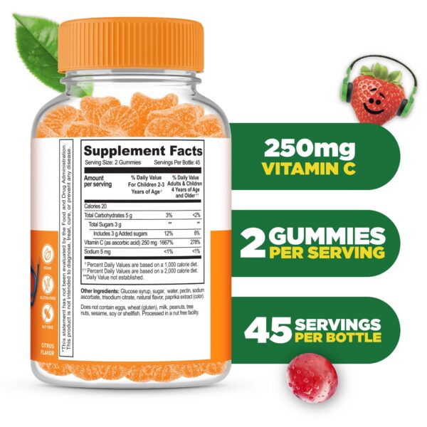 Frasco gomitas vitamina c 250 mg sabor naranja Lifeable