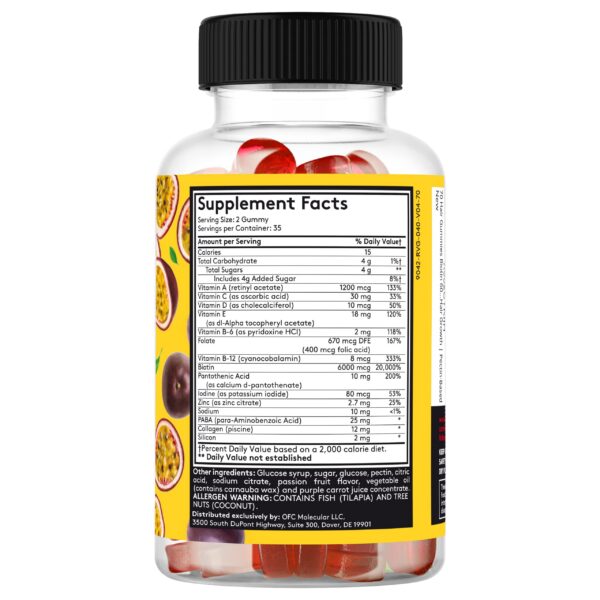 frasco gomitas vitaminas cabello piel uñas sin gluten