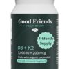 Frasco Good Friends Health Society D3 y K2, etiqueta frontal
