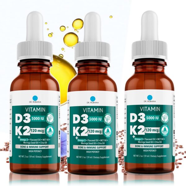 Frasco de gotas de vitamina D3 y K2 Dr. Robaina