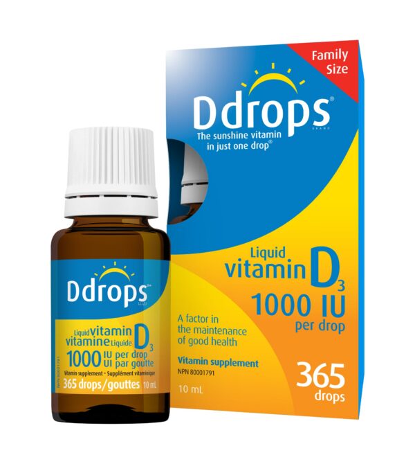Frasco gotas líquidas vitamina d3 1000 ui Ddrops adultos