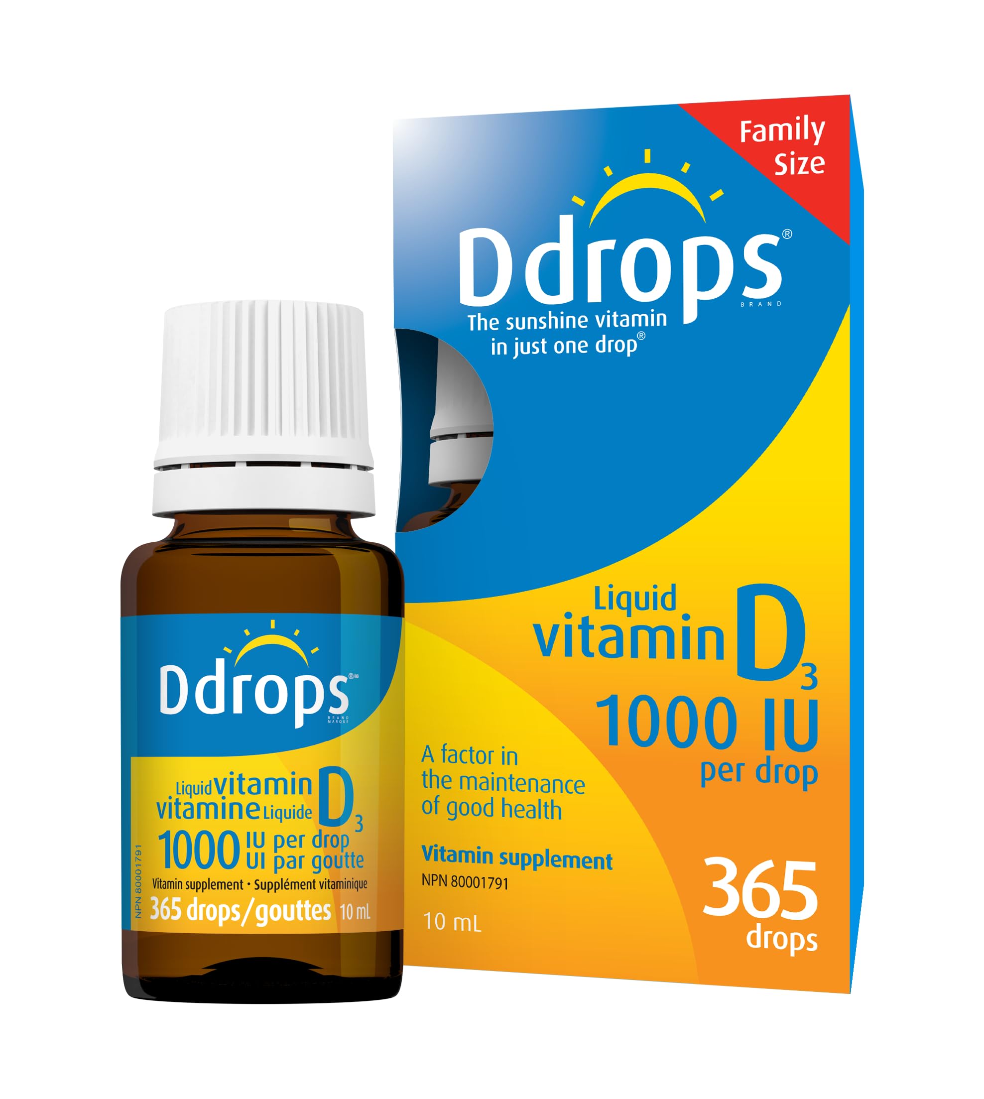 Ddrops Vitamin D3 Liquid, 1000 IU