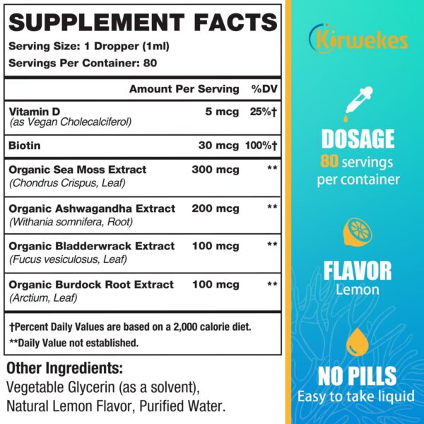 Frasco de gotas con musgo marino y ashwagandha Kirwekes