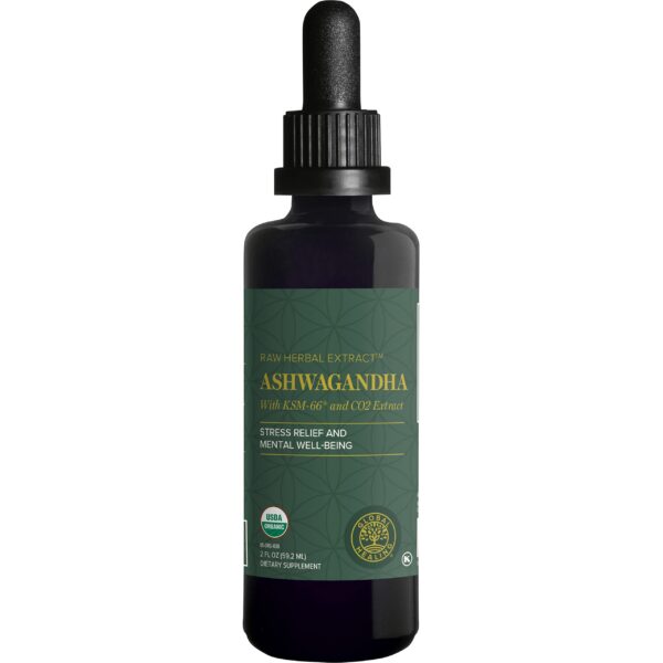 Frasco de gotas orgánicas de Ashwagandha Global Healing
