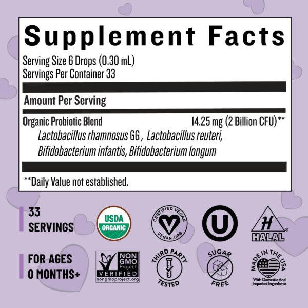 Frasco gotas probióticas orgánicas Legendairy Milk bebés